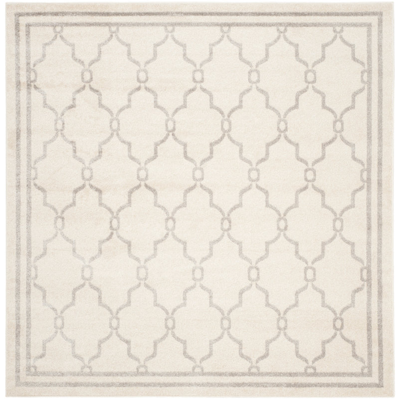 Ammundsen Geometric Ivory/Light Gray Area Rug, Square 7'