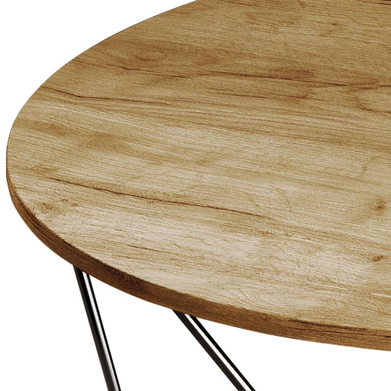 ENSEMBLE DE TABLE BASSE 3 PIÈCES EN MÉTAL CLAIR, Chêne clair