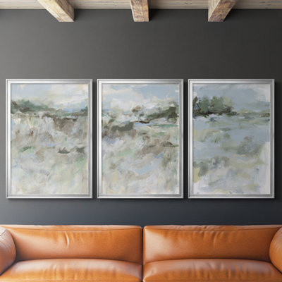 Far Away Hills I  -Custom Framed  Wrapped Gallery Canvas - 3 Pieces