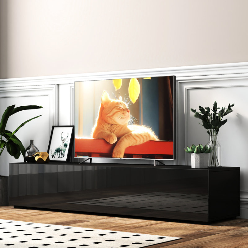 Meuble audio-vidéo avec espace de rangement généreux pour le rangement et la présentation d'objets décoratifs, salon idéal pour une chambre à coucher de 15,32 po de largeur.