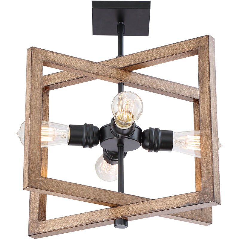 Haddix 4 - Light Dimmable Square / Rectangle Chandelier, 14.25" H x 16" W x 16" D