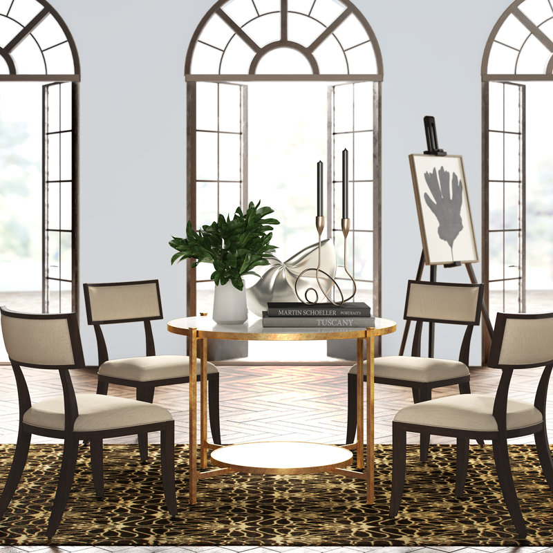 Luxe Round Glass Dining Table, Gilded Iron