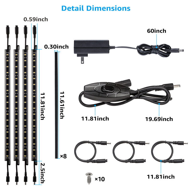 LED Under Cabinet Dimmable Linkable Light Bar, 3000K