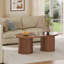 47'' W Oval Coffee Table With Storage, Mid-Century Modern Fluted Centre Table With Round Base-1999582466