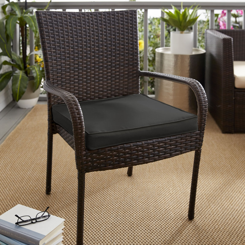 Sunbrella Outdoor 2'' Dining Chair Cushion, Canvas Black Sunbrella Canvas