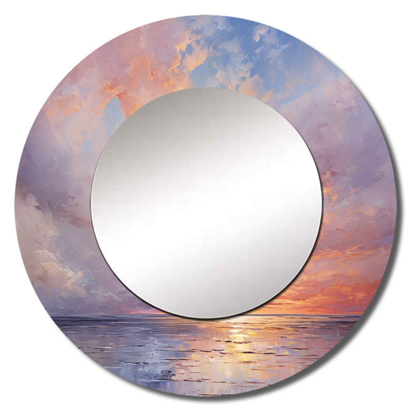 Salla Sunset Cotton Candy Skies V - grand miroir mural coucher de soleil, miroir rond traditionnel, 23 po x 23 po