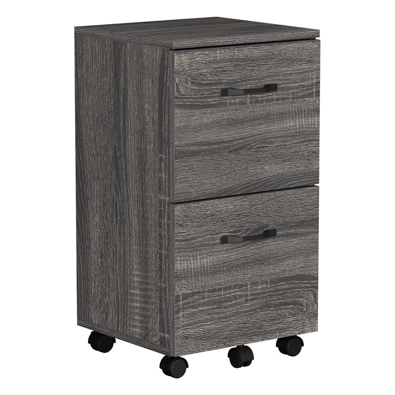 17'' Wide 2 -Drawer Mobile File Cabinet, Gray/Black