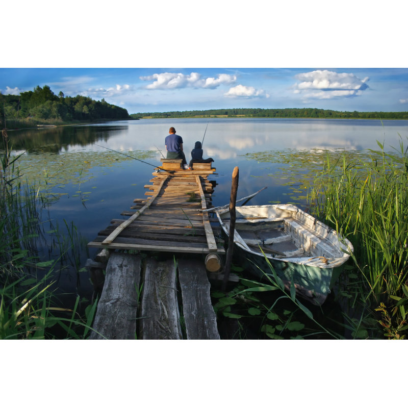 Fisherman On The Lake by Jernosek - Wrapped Canvas Print, 81cm H x 122cm W