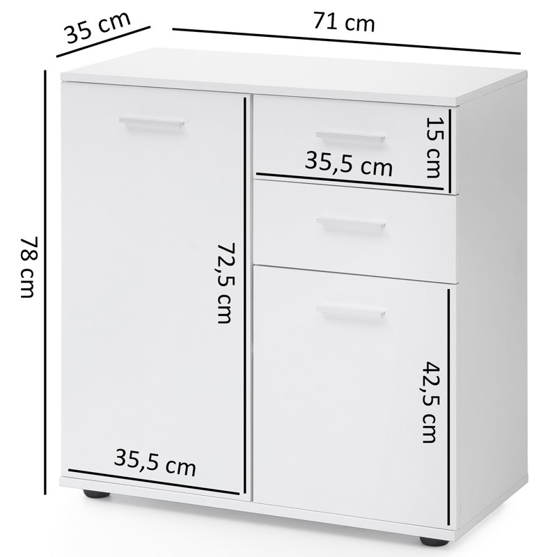 Figaro 71cm W 2 - Drawer Chest of Drawers, White