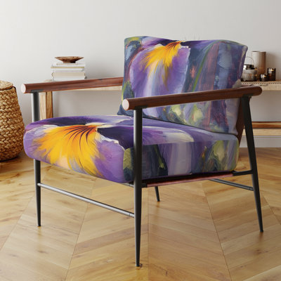 Brierly - Fauteuil décoratif en velours jaune et mauve