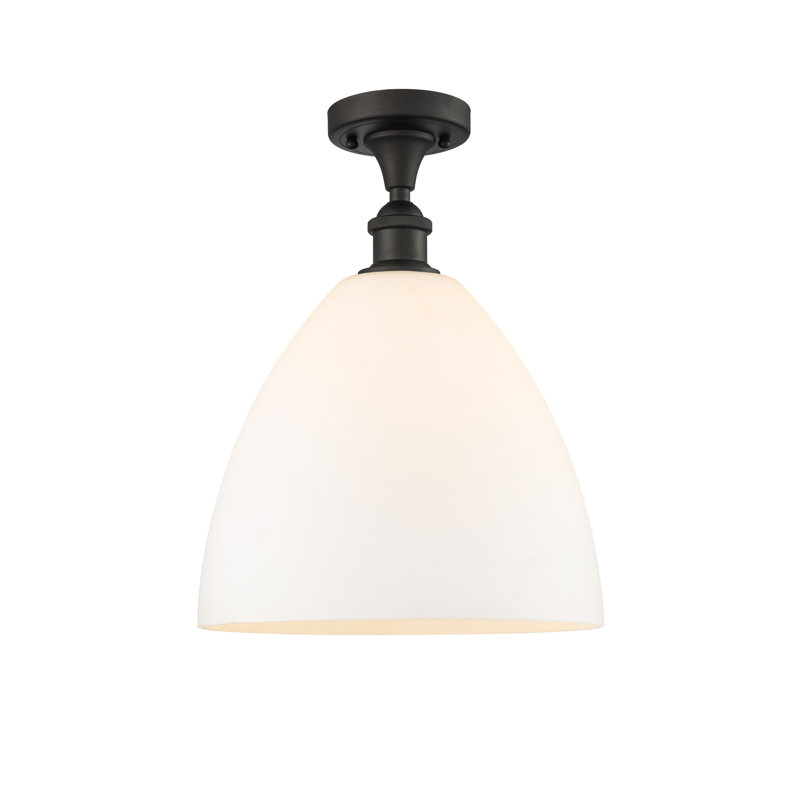 Plafonnier semi-encastré 1 lumière Yenesis, Blanc mat, H 14,75 po x l 12 po x P 12 po, Bronze huilé
