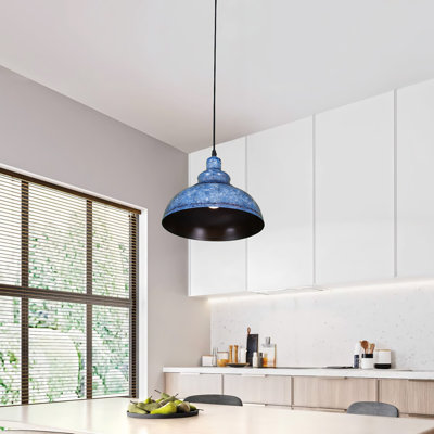 Blue Single Head Adjustable Pendant Light (including E26 Warm Light Bulb)