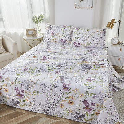 Ensemble de draps 100% coton égyptien, ensemble de draps 4 pièces à densité de tissage rose luxueux 800 fils, pour chambre d'amis