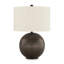 Soy Table Lamp, White Drum Shade, Gold Accent Black Round Base 27 Inch