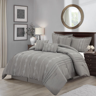  Nathalie 7 Piece Geometric Stripes Comforter Set