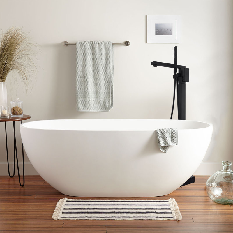 Matte Black Stainless Steel Freestanding Tub Faucet with Hand Shower