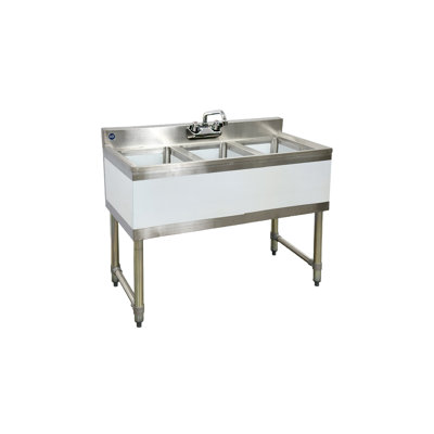 38'' L x 18.7'' W Stainless Steel Freestanding Bar Sink with Faucet