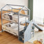 Lit superposé en bois en forme de maison avec glissière et escalier de rangement, cadre de lit simple sur simple / double pour enfants