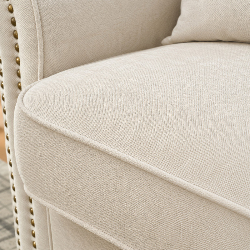 Canapé moderne en chenille avec coussins de soutien et confort de salon compact, Beige