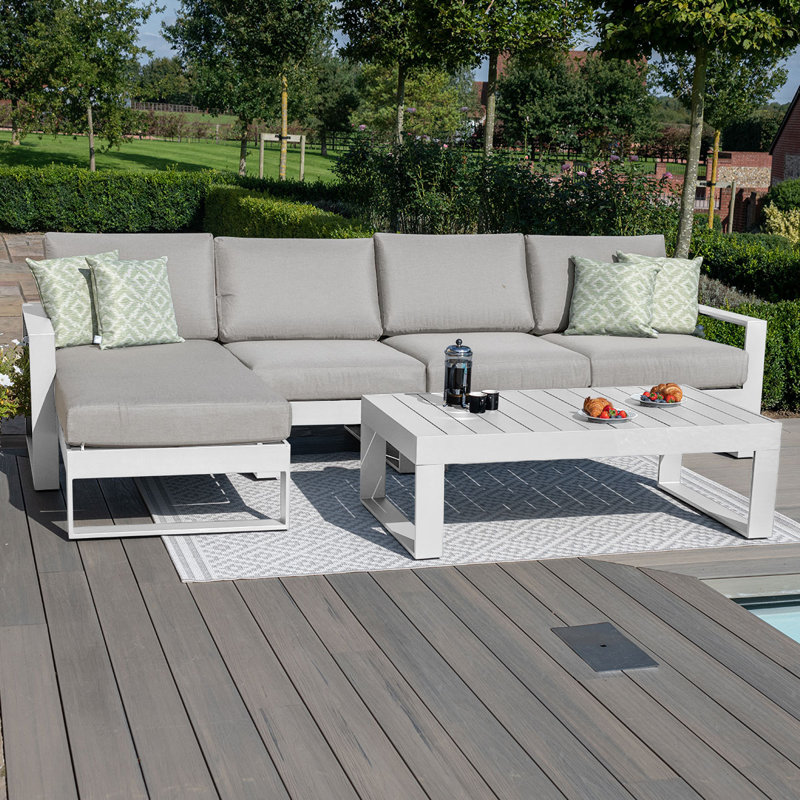 Dawana with Cushions, White, Beige