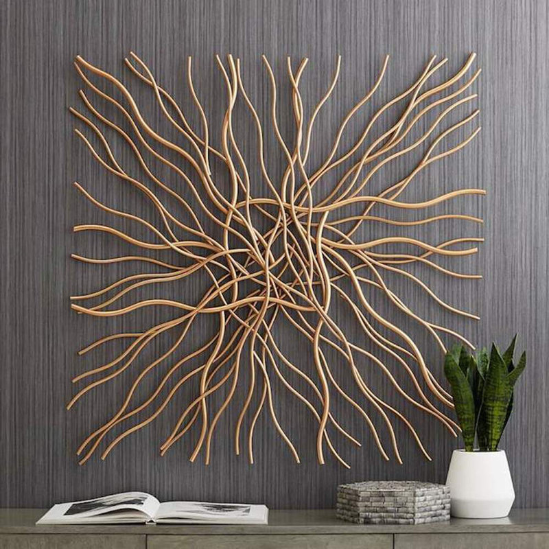 Abstract Copper and Gold Iron Wall Sculpture