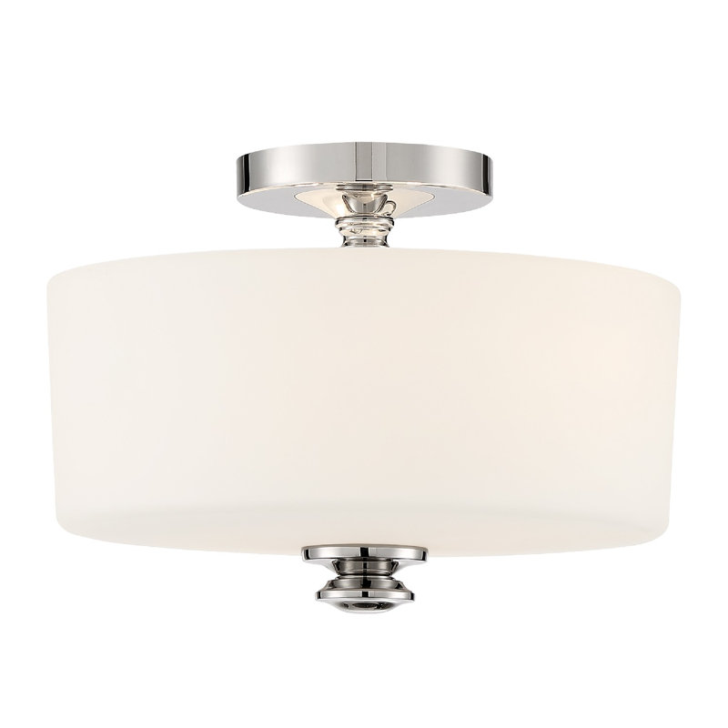 Plafonnier semi-encastré 2 lumières 12,5 po Nula, Nickel poli