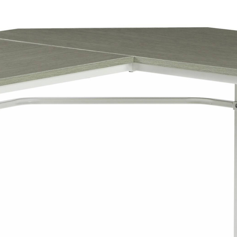 Njall L-Shape Desk with Caster Wheels, Gray/White