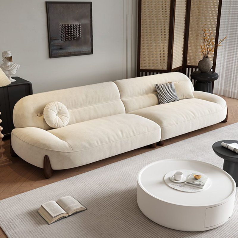 Canapé modulaire moderne en polyester blanc crème, H 33,86 po x l 110,24 po x P 40,16 po, 4