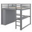 Lit mezzanine double en bois avec tablettes et tiroirs de bureau intégrés-746803882