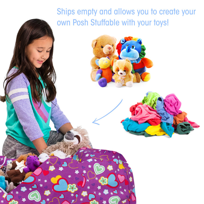 Kids Bean Bag Chair Cover - Stuffed Animal Storage & Toy Organizer with Zipper - Plush Storage Kids Bean Bag Cover only for Toddlers and Children's Rooms - Organizes Pillows, Blankets, and Stuffies - Multiple Colors, Sizes, and Fabrics