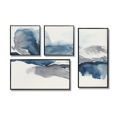 À travers les nuages bleus saphir I - art mural bleu sur toile 4 pièces