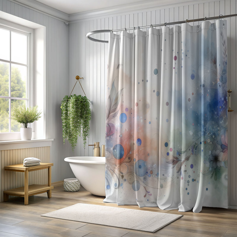 Rideau de douche 1 pièce Soft Dream Splash, H 74 po x l 71 po