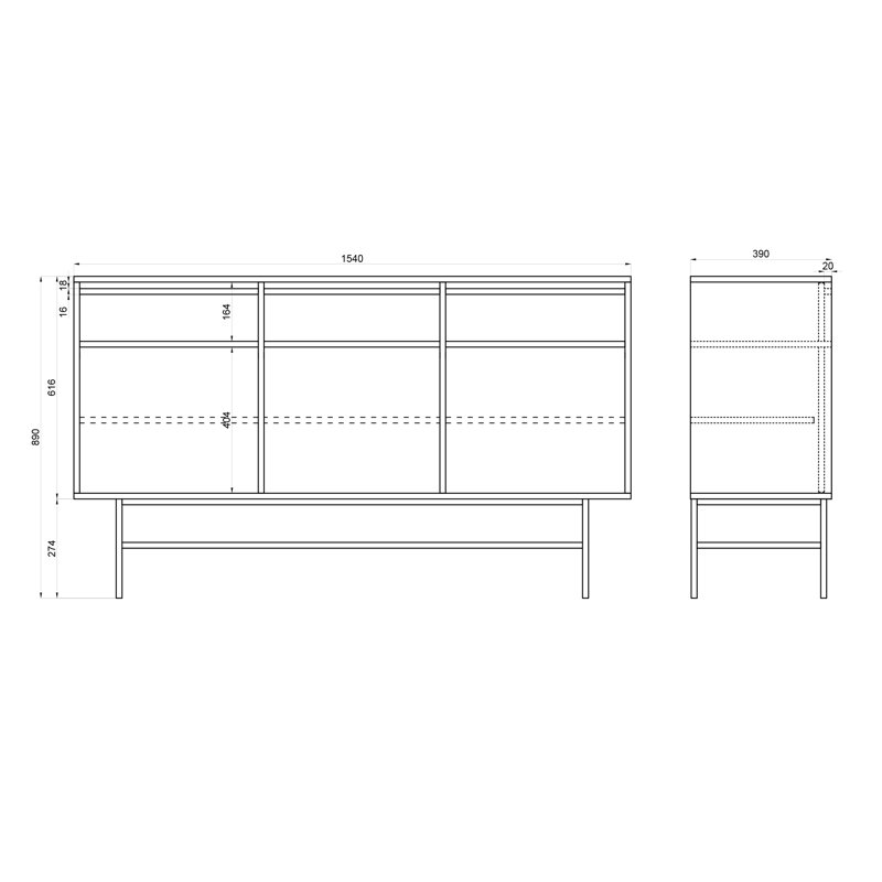Bannie 154cm W 3 - Drawer Chest of Drawers, Sand Beige