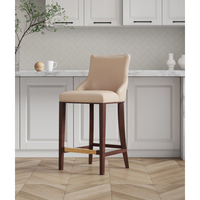 Tabouret de bar en cuir de hêtre Shubert