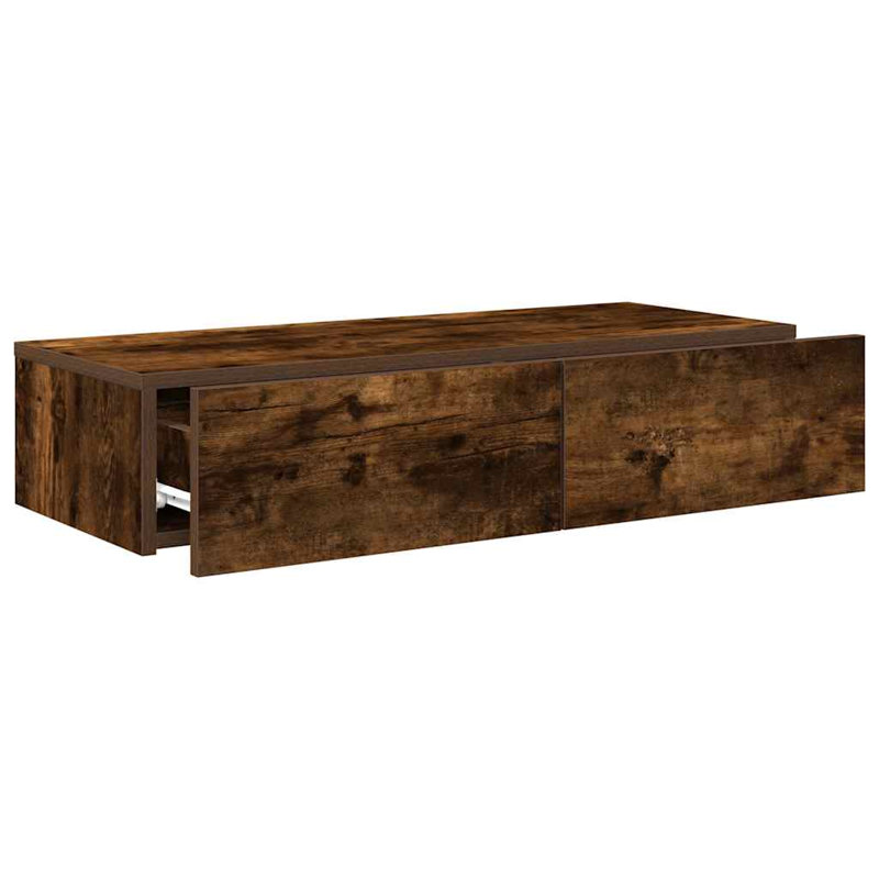 112-9 Wall Mounted Shelf, Smoked oak, 17cm H x 80cm W x 33cm D