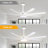 65 Inch White Modern Extra Large Ceiling Fan with Dimmable LED Light and Remote, 6-Speed DC Motor Reversible Ceiling Fan for Large Room