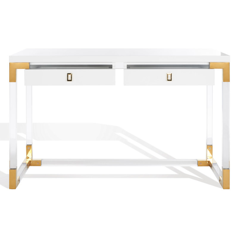 Rosene Writing Desk, White/Clear