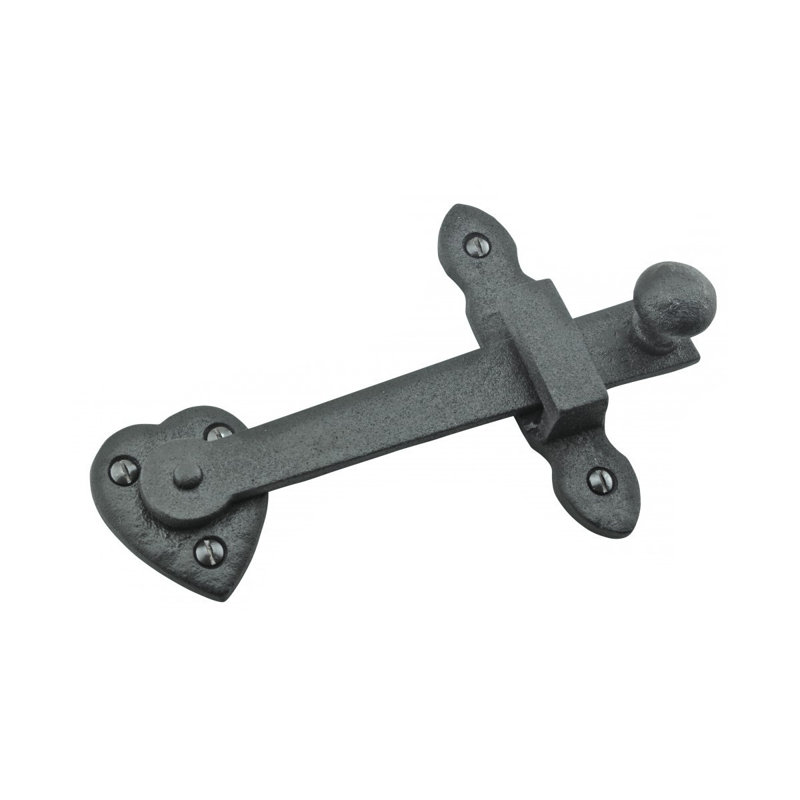 Verrou à bascule en fer forgé noir style cœur 4 po de hauteur avec quincaillerie