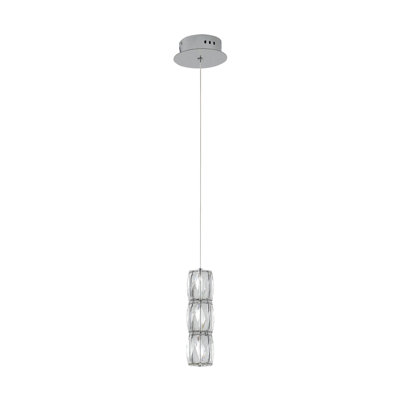 Transitional 3 Light LED Crystal Cylinder Pendant