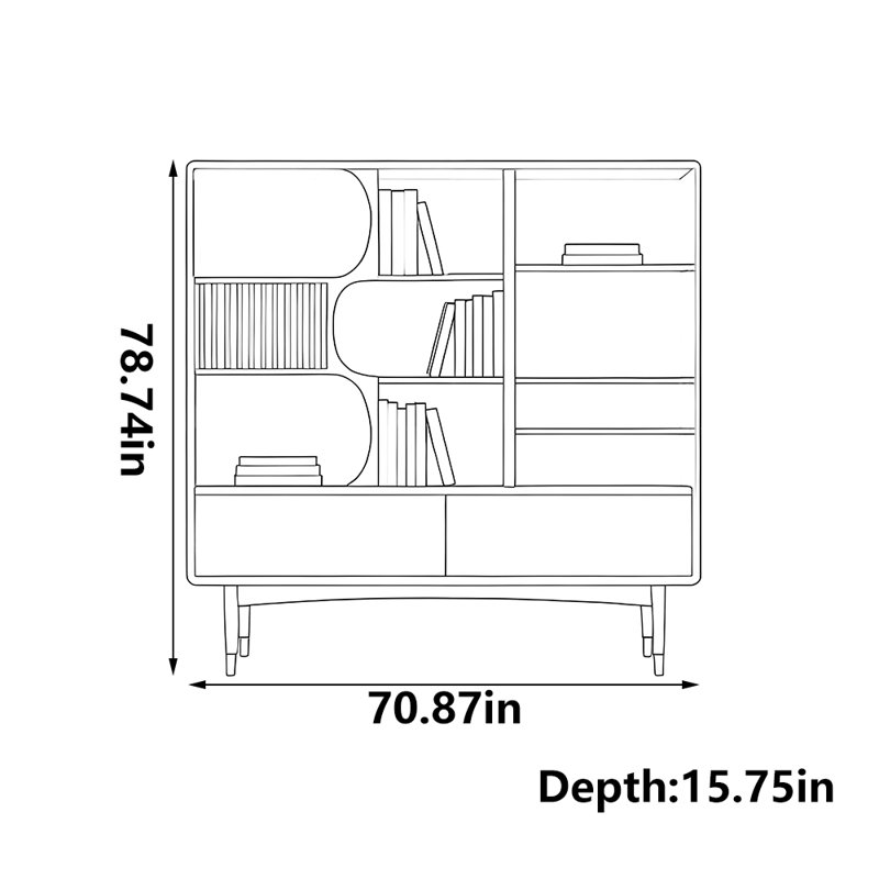 Bibliothèque en bois massif de haute qualité
