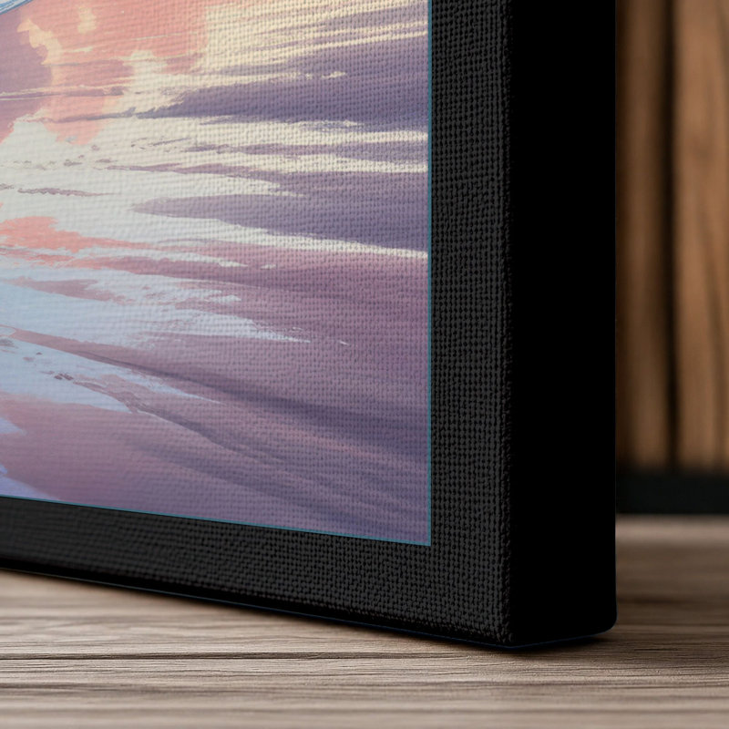 Dawn Beach Reflections Coastal - Wrapped Canvas, 18x12 - 45.7 x 30.5 cm, Black Border