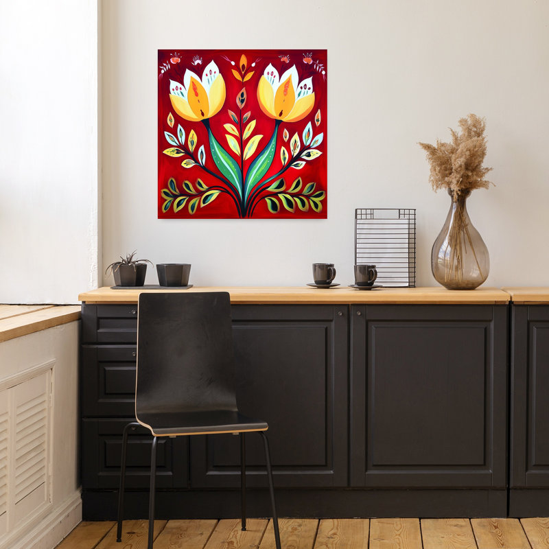 Art mural tulipe fantaisiste, H 18 po x l 18 po