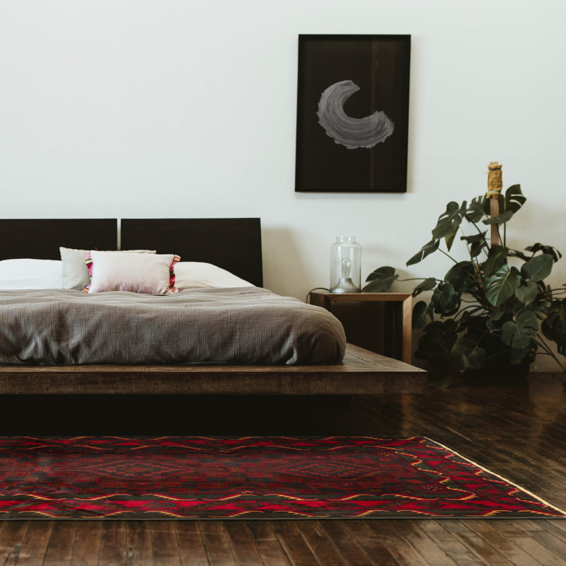 Tapis unique gris anthracite en laine noué à la main 3 pi 8 po x 6 pi 7 po Teimani