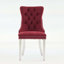 Ensemble de 2 chaises de salle à manger en velours de bois moderne haut de gamme, rouge vin et chrome-134680962