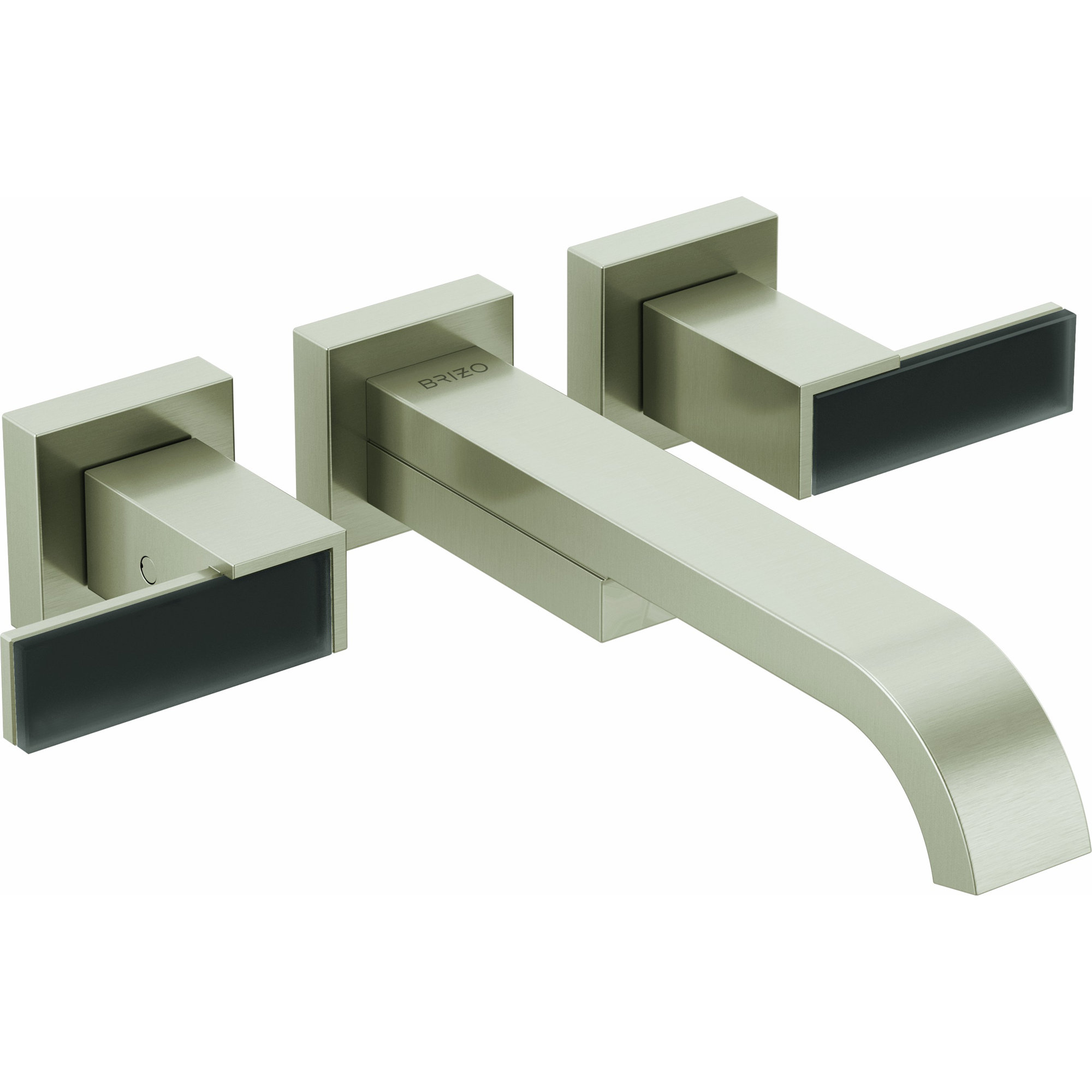Siderna® Two-Handle Wall Mount Tub Filler, Lever with glass black insert, Brushed Nickel