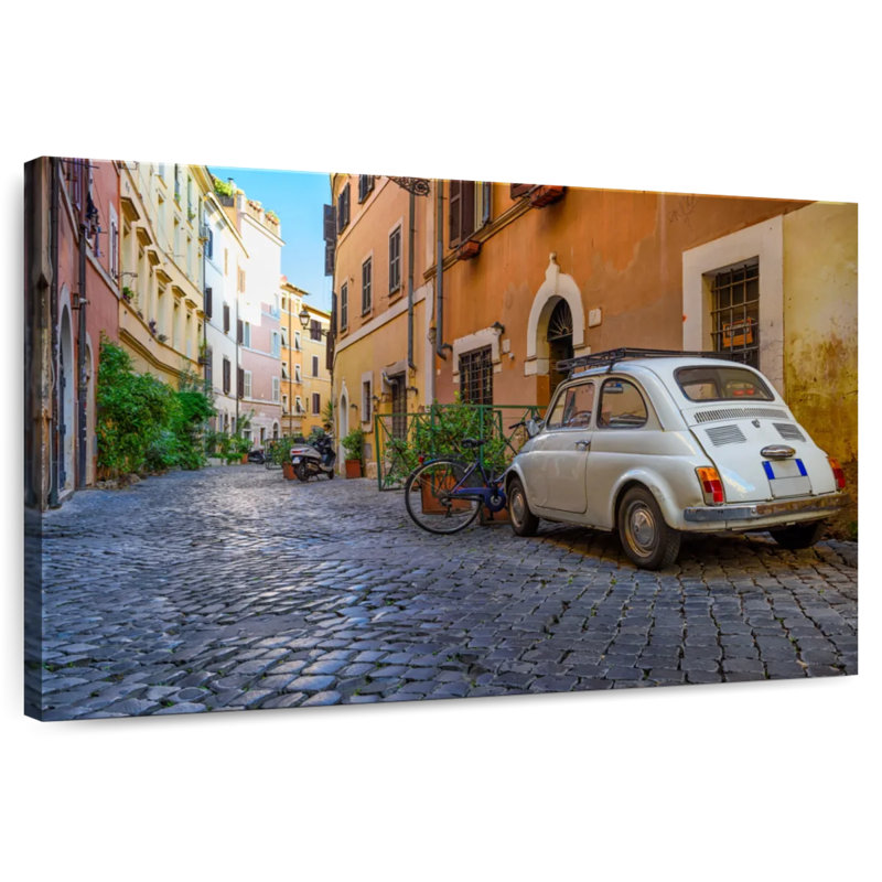 Rue pavée Sireci à Rome, H 8 po x l 12 po