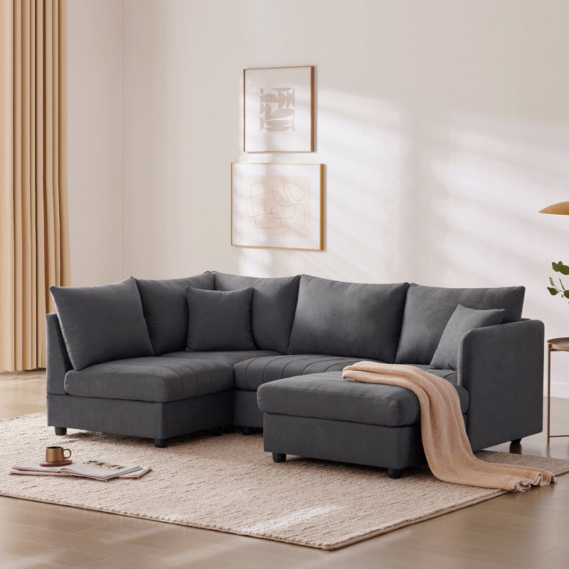 Canapé modulaire Emmilee, Tissu gris foncé