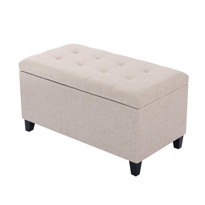 33 Inches Upholstered Storage Ottoman Bench