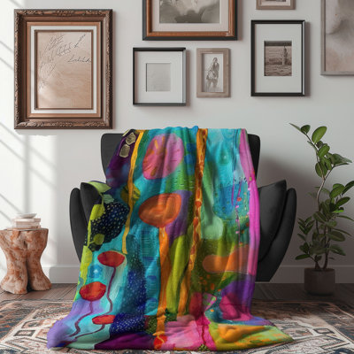 Vibrant Blossoms - 1 Piece Premium Sherpa Blanket