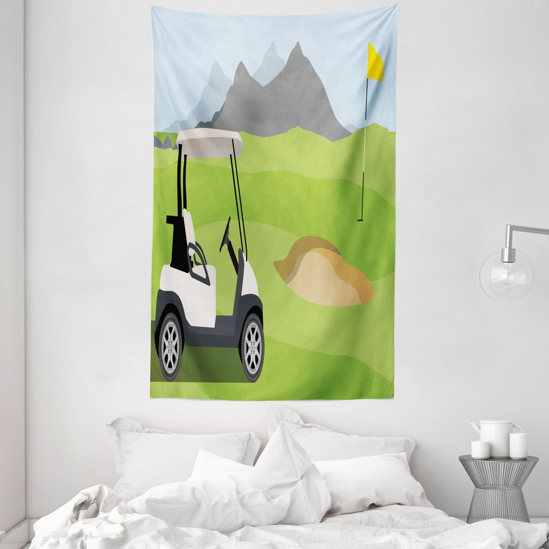 Wandteppich, Cartoon Golfschläger, lindgrün multicolor